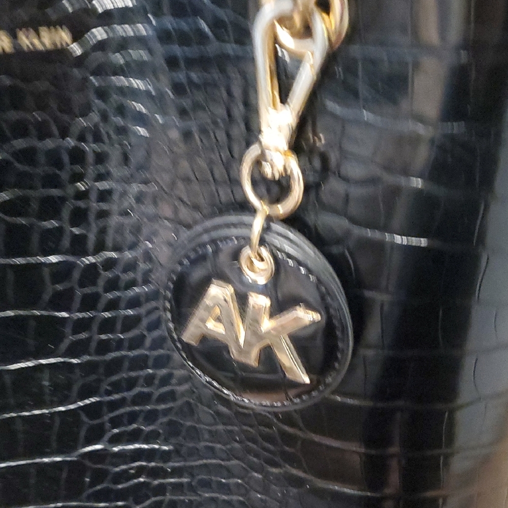 Anne Klein Black Croc-Embossed Satchel - Picture 4 of 11